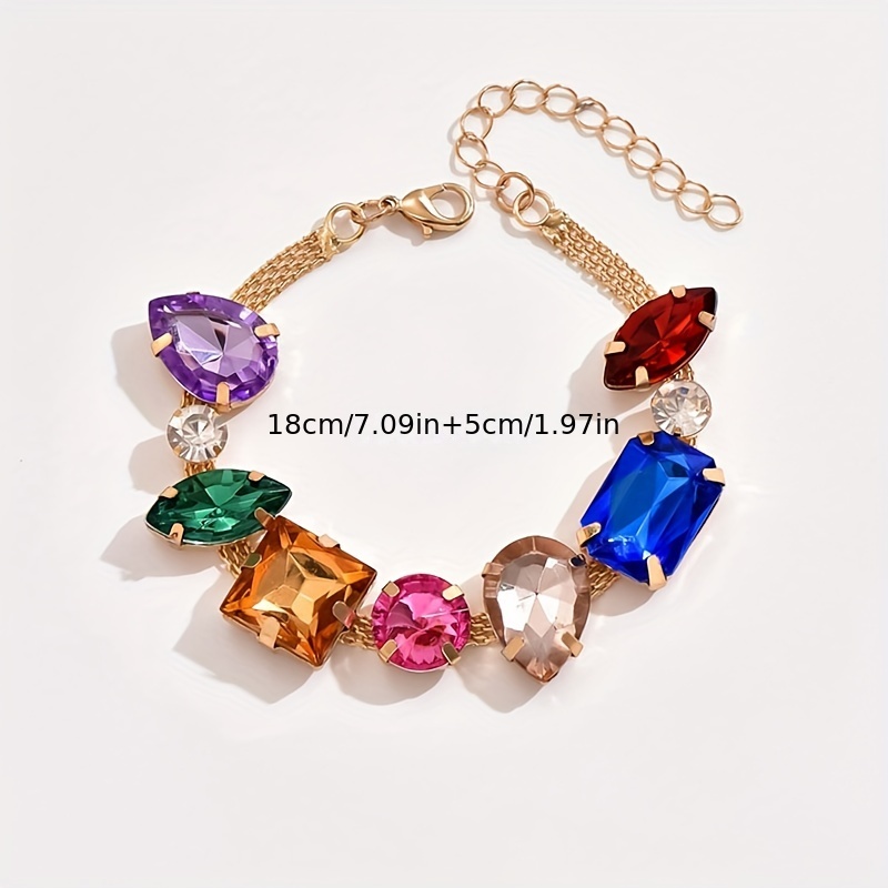Geometric Rhinestone Chain Bracelet Random